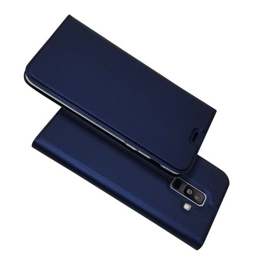 Etui en PU porte-cartes auto-absorbé bleu foncé pour votre Samsung Galaxy A6+ (2018)/A9 Star Lite