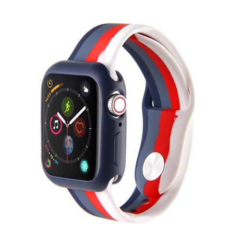 Bracelet en silicone avec coque de protection pour Apple Watch Series 6/ SE/ 5/ 4 40mm - Multicolore#1(Taille L)