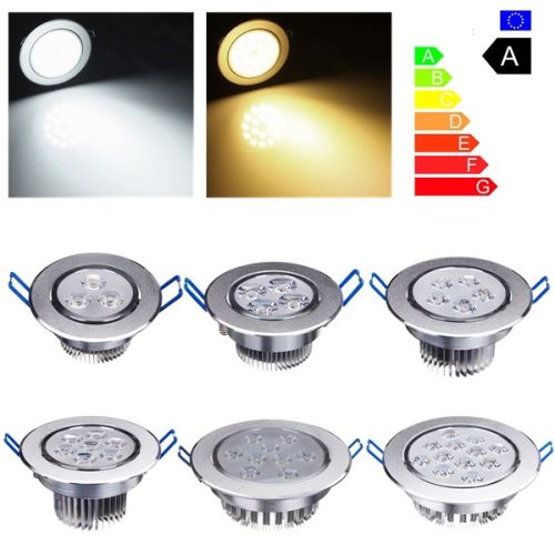 18W 18LED Plafonnier encastrée dimmable 1750-1850lm 85V-265V Blanc 5500-6500K