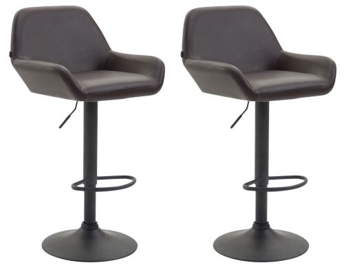 CLP Lot de 2 tabourets de bar Braga en Similicuir , Marron/Noir
