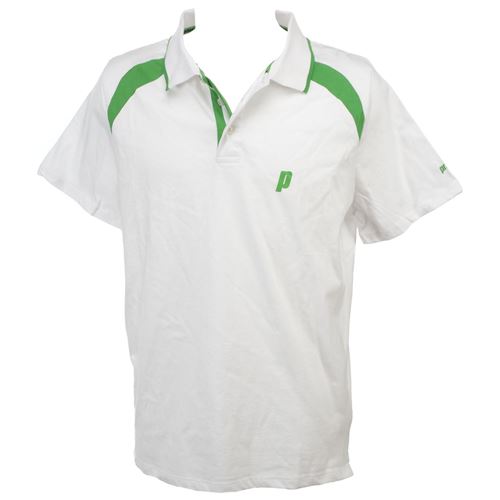 Polo de tennis Prince Cotton polo blanc/vert Blanc taille : S réf : 72184