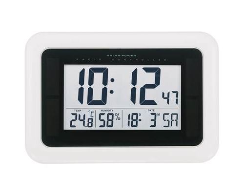 Basetech BT-1604186 solaire, radiopiloté(e) Horloge murale 280 mm x 190 mm x 23 mm blanc