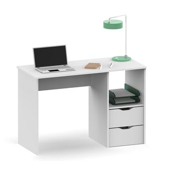 Table de bureau en mélamine coloris blanc - Longueur 160 x