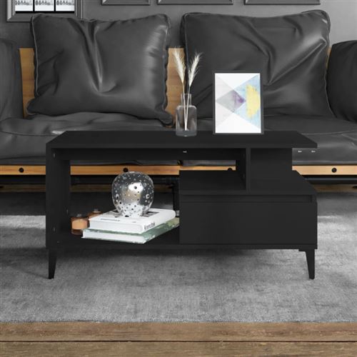 vidaXL Table basse Noir 90x49x45 cm Bois d'ingénierie819621