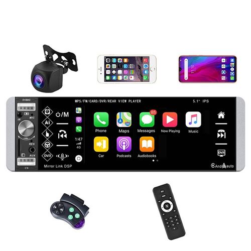 Autoradio 5.1 Pouces Écran IPS Bluetooth Carplay Android Auto Caméra Recul YONIS
