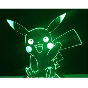 Hmwy-pikachu 3d Led Veilleuse Enfants Chambre Lampe de Table Coloré