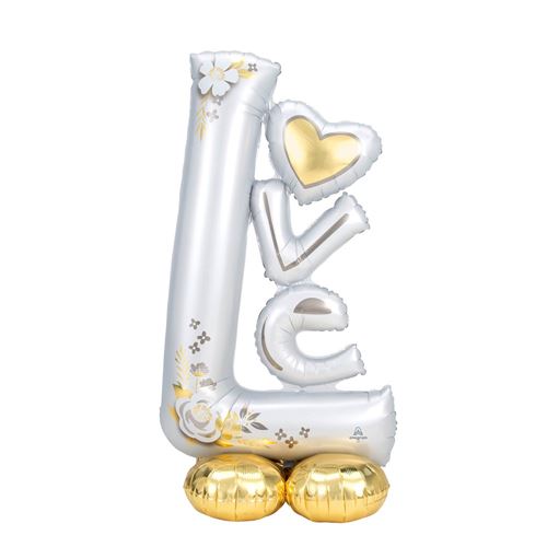 ballon aluminium lettre love mariage 73x147cm argent or - 4246511