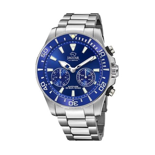 Jaguar Hybrid Connected Watch Cadran et lunette bleu acier J888/1