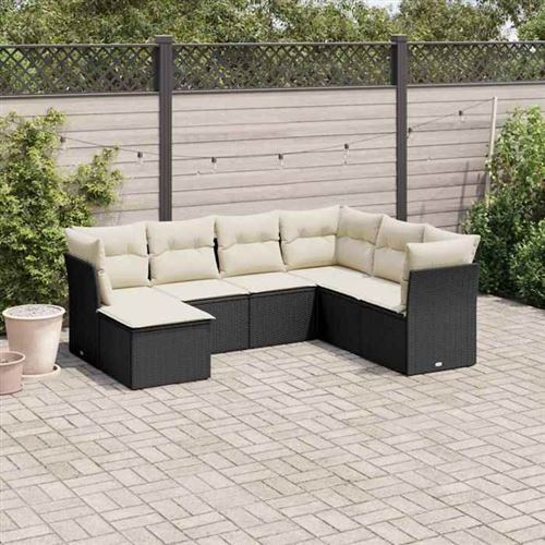 VIDAXL  Salon de jardin 7 pcs - Noir