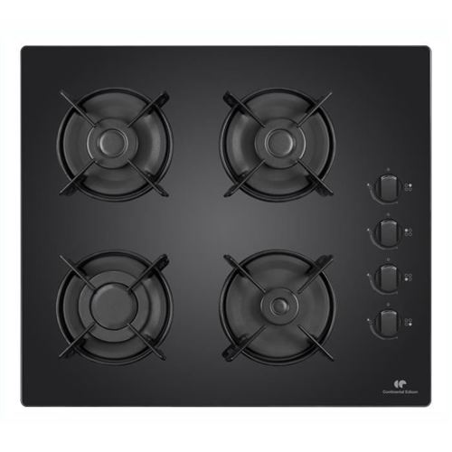 Continental Edison Cectg4Vb1 - Table De Cuisson Au Gaz - 4 Plaques De Cuisson - Largeur : 59.4 Cm - Profondeur : 52.3 Cm - Noir