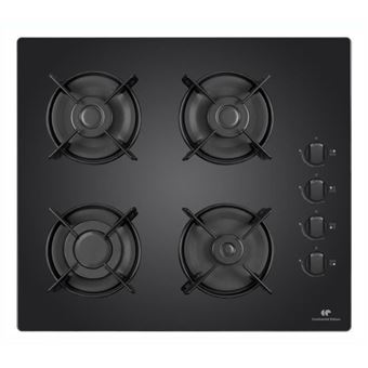 Continental Edison CECTG4VB1 - Table de cuisson au gaz - 4 plaques de cuisson - largeur : 59.4 cm - profondeur : 52.3 cm - noir - 1