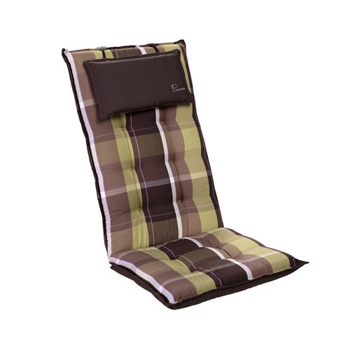 Coussin de chaise de jardin -Blumfeldt Sylt -120 x 50 x9 cm -1 pièce -Carreaux Verts