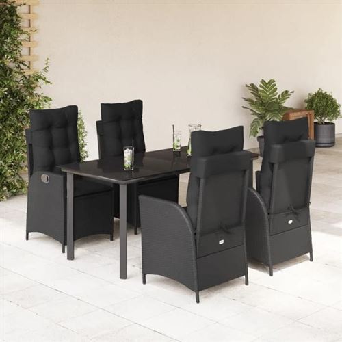 Non Communiqué Noir Vidaxl Ensemble À Manger De Jardin Coussins 5Pcs Résine Tressée 3213188