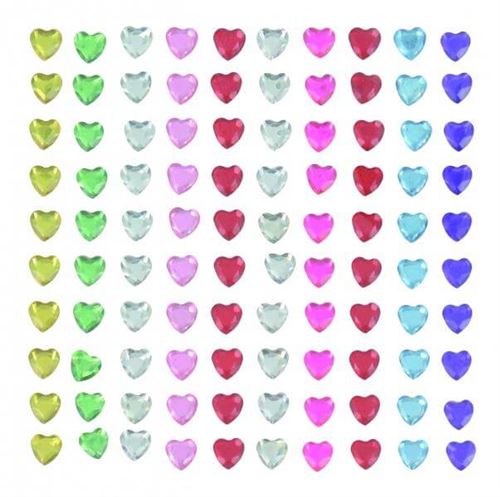 Stickers - 100 Strass coeurs - 6mm