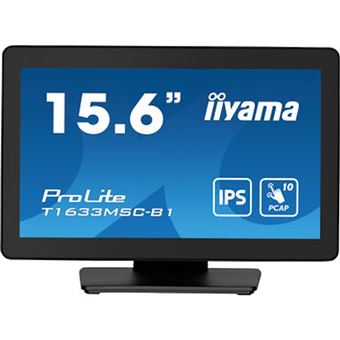 iiyama ProLite T1633MSC-B1 - Écran LED - 15.6" - écran tactile - 1920 x 1080 Full HD (1080p) @ 60 Hz - IPS - 450 cd/m² - 1000:1 - 5 ms - HDMI, DisplayPort - haut-parleurs - noir, finition matte