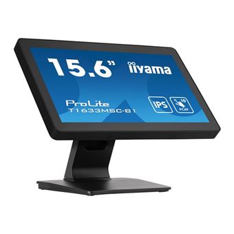 iiyama ProLite T1633MSC-B1 - Écran LED - 15.6" - écran tactile - 1920 x 1080 Full HD (1080p) @ 60 Hz - IPS - 450 cd/m² - 1000:1 - 5 ms - HDMI, DisplayPort - haut-parleurs - noir, finition matte
