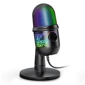 Microphone de bureau sur pied Noir & Bleu 360° Gaming USB