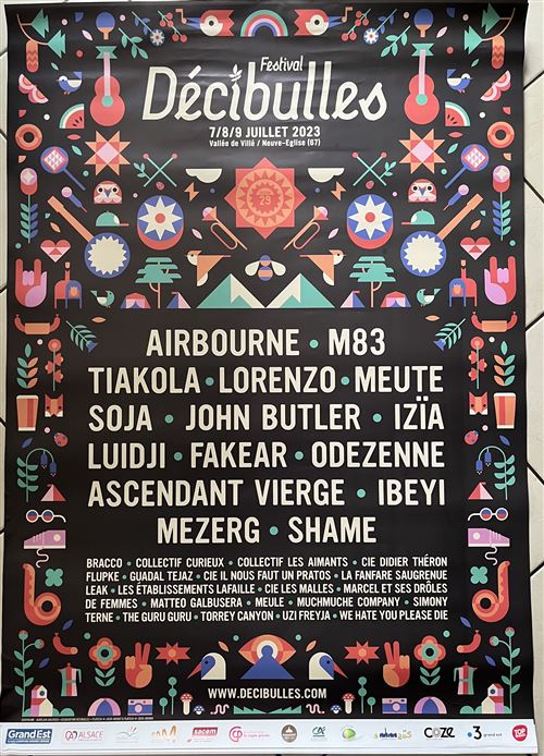 Affiche - Festival Décibulles - Airbourne - M83 2023 - 80x120cm
