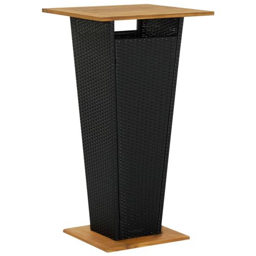 Non Communiqué Noir Table De Bar 60X60x110 Cm Résine Tressée Et Bois D Acacia