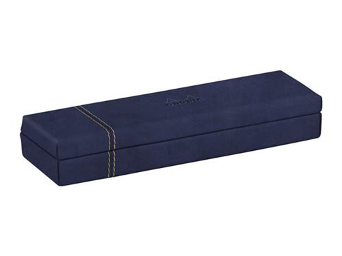 RHODIA Rhodiarama Home Office - Trousse - 21 x 5,5 x 3 cm - similicuir italien - bleu nuit, couture de selle orange
