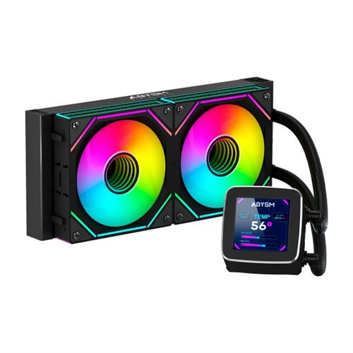 Non Communiqué Noir Kit De Refroidissement Liquide Abysm Oceanic Lcd 240 Argb - 2 Ventilateurs 120 Mm - Éclairage Argb - Écran Lcd 2,8 - Pompe 2500 Tr/Min - Tubes 350 Mm - Couleur
