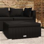 Repose pied de jardin coussin Noir 70x70x30 cm Résine tressée