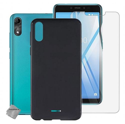 Coque Arrière Gel Silicone + Verre Trempé Pour Wiko Y51 – Noir – Neuf Sous Blister
