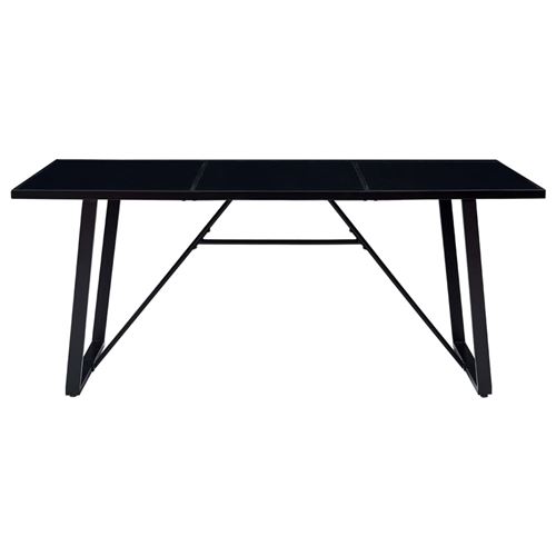 vidaXL Table de salle à manger Noir 180x90x75 cm Verre trempé