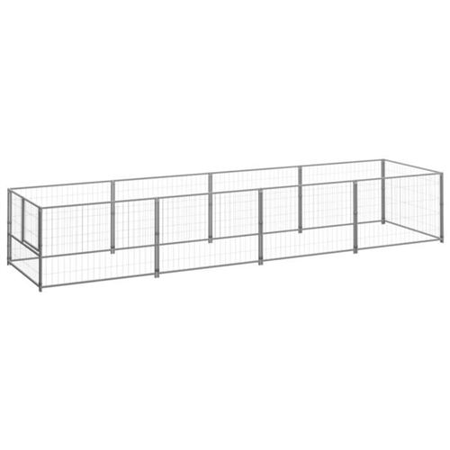 vidaXL Chenil Argenté 4 m² Acier Cage pour Animaux Enclos pour Chiot Extérieur