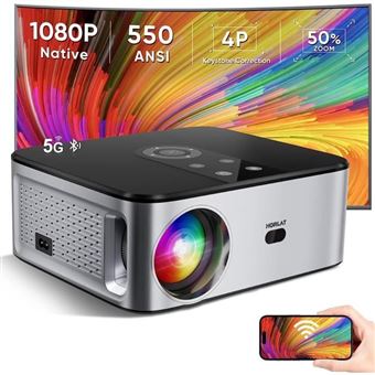 Projecteur Portable - WiFi Bluetooth - 4K Supporté - 16000L - 1080P Full HD - Zoom 50% - 1