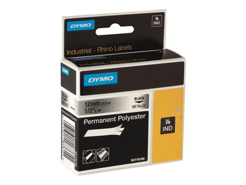 DYMO RhinoPRO Permanent Polyester - Polyester - adhésif permanent - métallisé - Rouleau (1,2 cm x 5,5 m) 1 cassette(s) ruban - pour Rhino 4200, 6000, 6000 Hard Case Kit