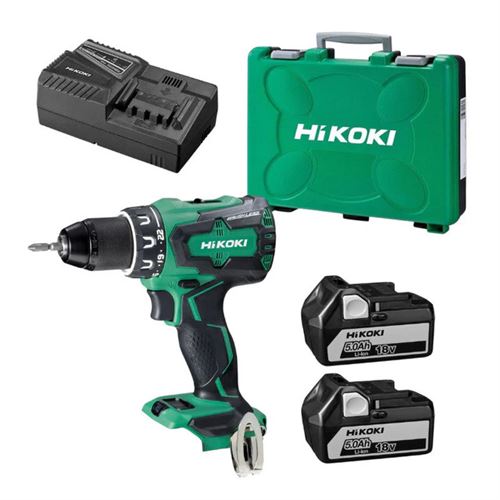 Non Communiqué Perceuse À Percussion 18V - Hikoki - Avec 2 Batteries 18V 5.0Ah Bsl1850ma + Chargeur + Coffret - Dv18dewjz
