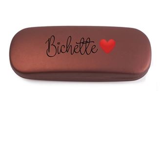 Étui à Lunettes Marron Bronze Personnalisé Coeur Chat - Boîte Rigide Protection Pour Lunettes De Soleil Et Lentilles