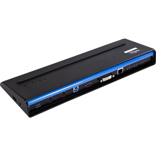 Targus USB Dual Video Docking Station with Power - Station d'accueil - USB 3.0 - DVI, HDMI - GigE - avec adaptateur multiplexeur USB-C (ACA44EUZ)