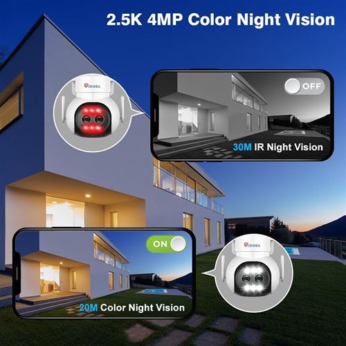 2K 4MP Ctronics Caméra Surveillance WiFi Solaire Extérieur sur Batterie  10000mAh Vision Nocturne Couleur Détection Humaine PIR