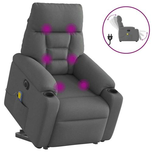 Non Communiqué Gris Foncé Fauteuil Inclinable De Massage Électrique Tissu