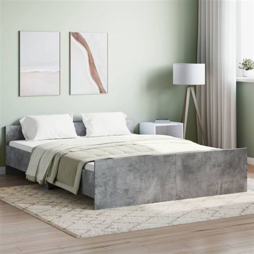 Non Communiqué Gris Cadre De Lit Sans Matelas Béton 160X200 Cm