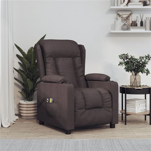 Non Communiqué Brun Vidaxl Fauteuil Électrique De Massage, Siège Inclinable Avec Dossier Et Repose-Pied, Fauteuil Releveur, Chaise De Relaxation Salon Maison Intérieur, Marron Foncé Tissu