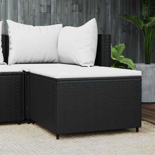 Non Communiqué Noir Repose Pied De Jardin Avec Coussin Résine Tressée