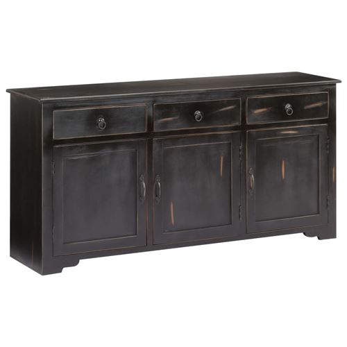 vidaXL Buffet Noir 160 x 40 x 80 cm Bois de manguier massif