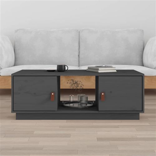 VIDAXL - Table Basse - Pin Massif - Gris - 100x50x35 cm - Image 2