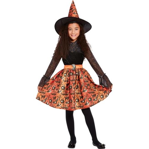 déguisement sorcière vintage fille - 4/6 ans - orange - smiffys 63093/s