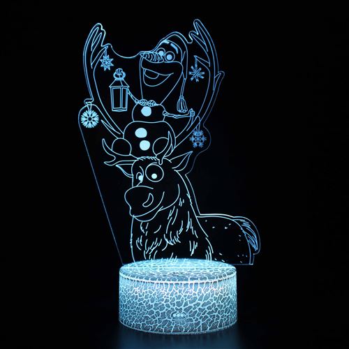Lampe 3D Tactile Veilleuses Enfant MY1089 Frozen 16 Couleurs avec Telecommande