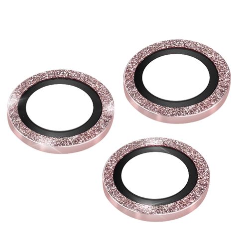 Film caméra pour iPhone 14 Pro et 14 Pro Max Verre trempé 9H 0.2mm Contour pailleté Avizar rose