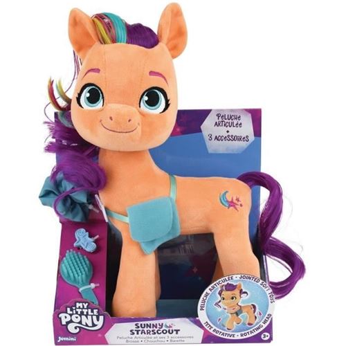 My Little Pony Peluche sunny articulée +/- 30 cm avec 3 accessoires