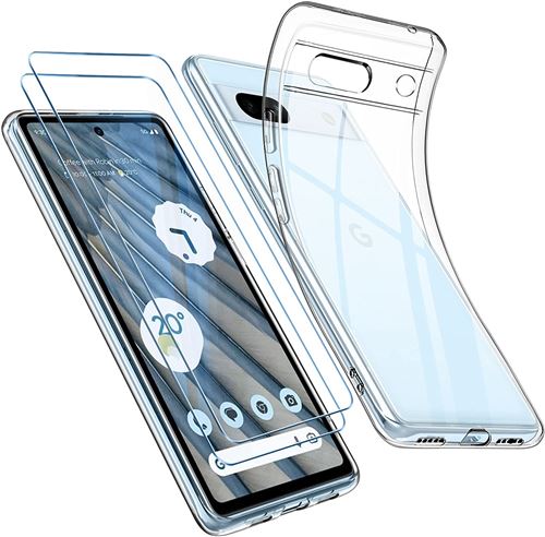 Coque Silicone Transparente + 2 Verres Trempes Pour Google Pixel 7a Little Boutik®