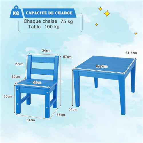 Giantex table et 2 chaises pour enfants ensemble table et chaises