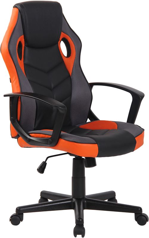 CLP Fauteuil de bureau / Gaming Glendale en similicuir et tissu en maille  Noir / Orange