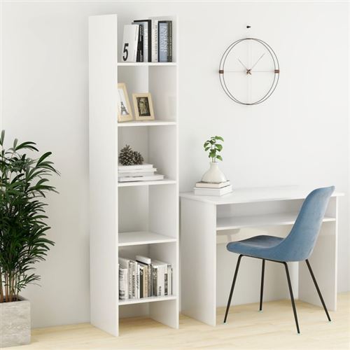 vidaXL Bibliothèque Blanc brillant 40x35x180 cm Bois d’ingénierie