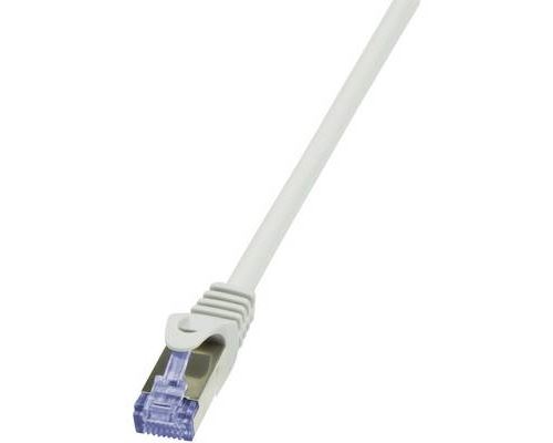 LogiLink - Cordon de raccordement - RJ-45 (M) pour RJ-45 (M) - 1 m - SFTP, PiMF - CAT 6a - sans halogène, moulé, sans crochet - gris